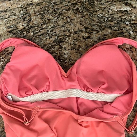 Kona Sol Women’s Orange One Piece Swimsuit L Adjustable Straps VNeck Summer Swim - Picture 11 of 11